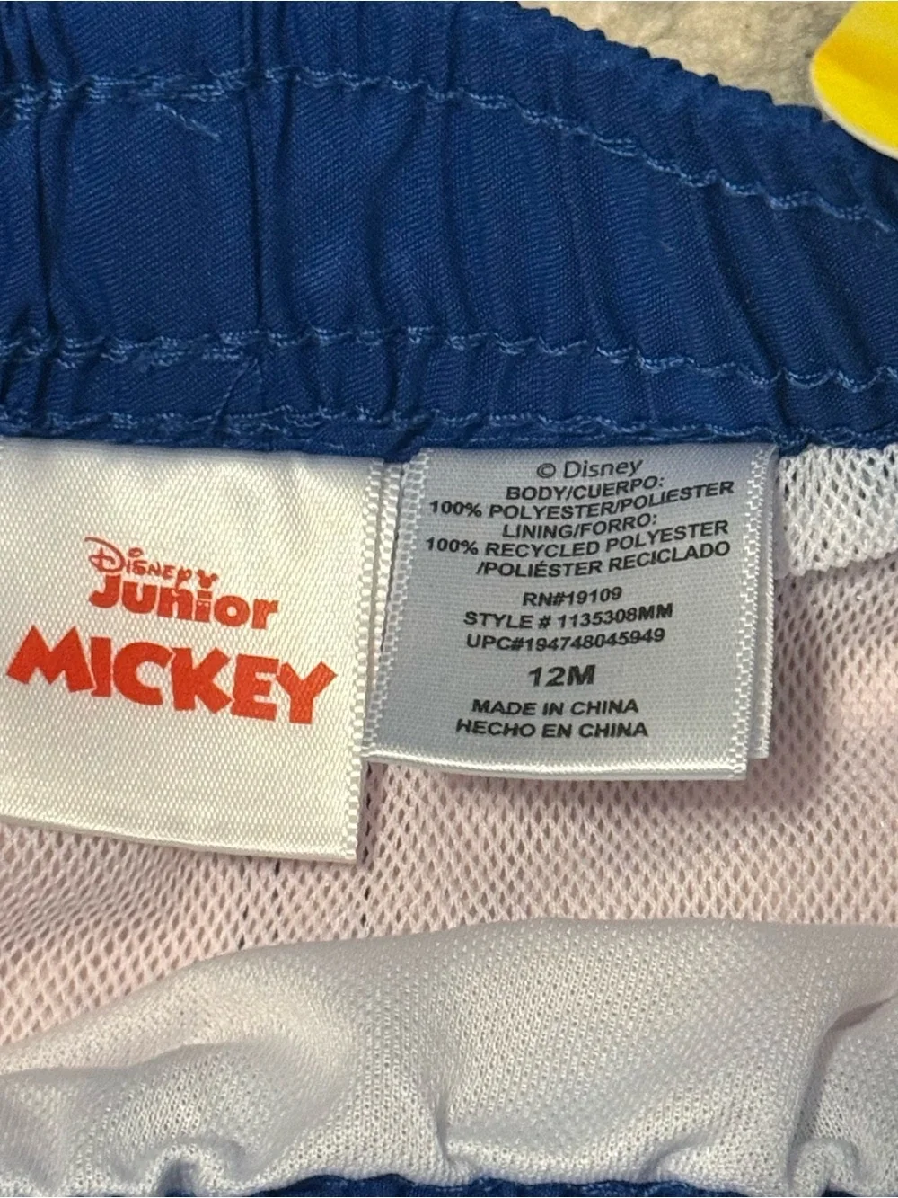 Mickey Mouse Baby Swim Trunks 12M NWT Disney Clubhouse UPF 50 Swim Shorts